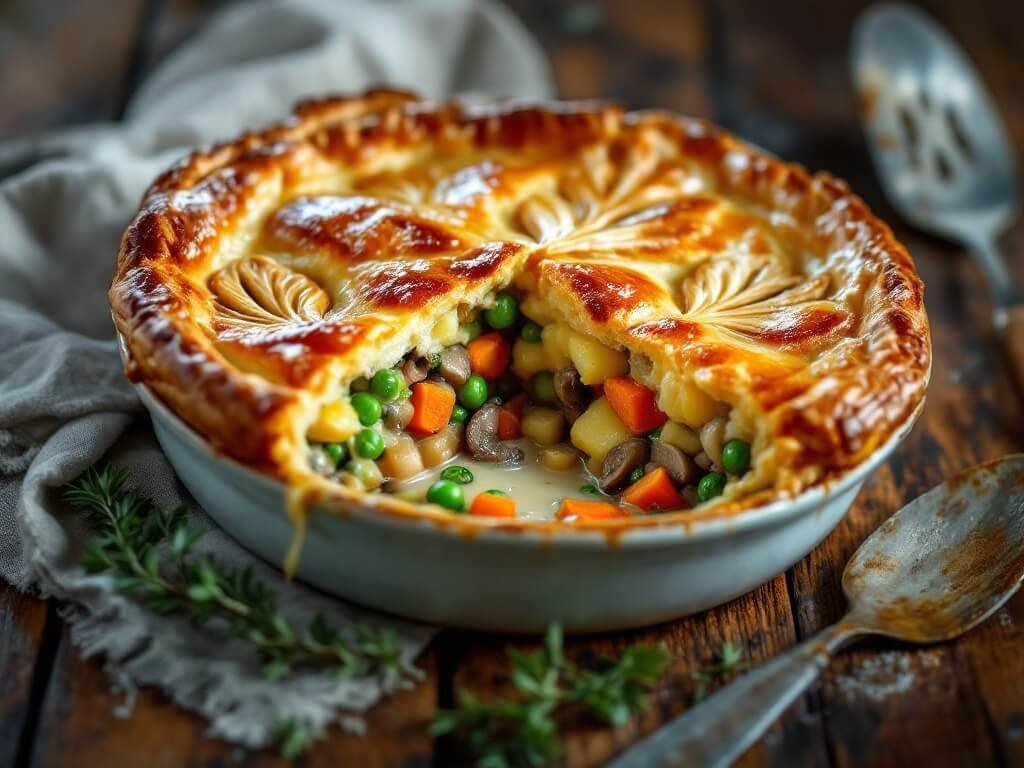 45-degree view of a vegetarian pot pie