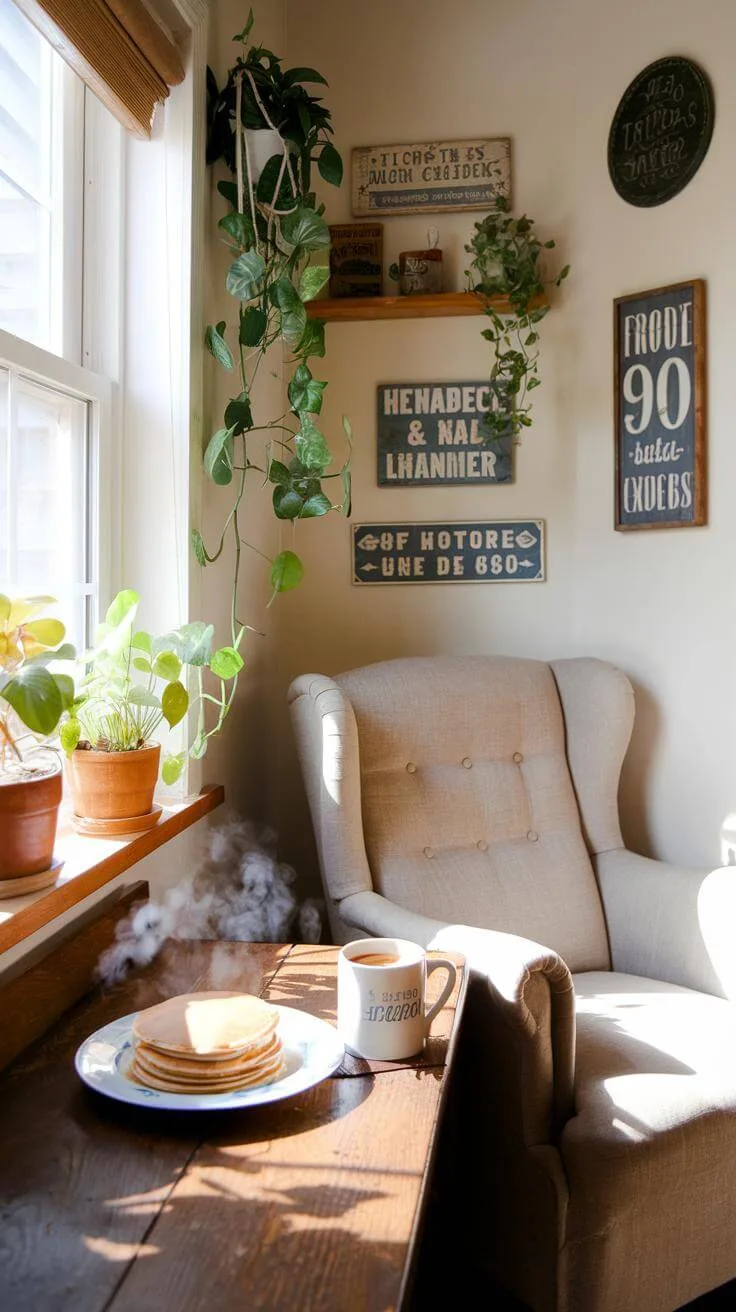 Almond Flour Pancakes: The Ultimate Gluten-Free Breakfast Treat 7 A cozy breakfast nook with sunlight streaming through the window, showcasing a plate of steaming almond flour pancakes and a mug of coffee on the table.