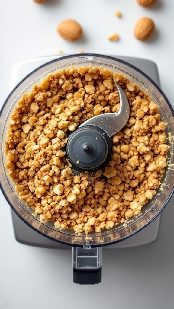 Walnut Mushroom Taco &Quot;Meat&Quot; (Vegan, 20-Minute Recipe) 3 Raw walnuts being ground to coarse crumbs in stainless steel food processor, with whole walnuts for comparison