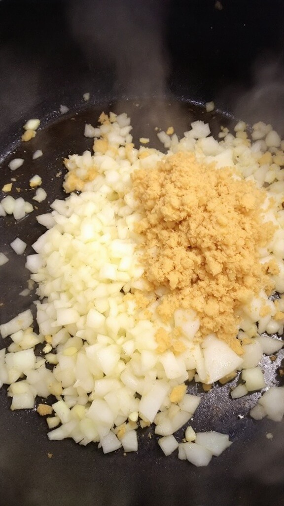 Asian Turkey Lettuce Wraps 5 Sautéing diced onions, minced garlic, and grated ginger in a large skillet