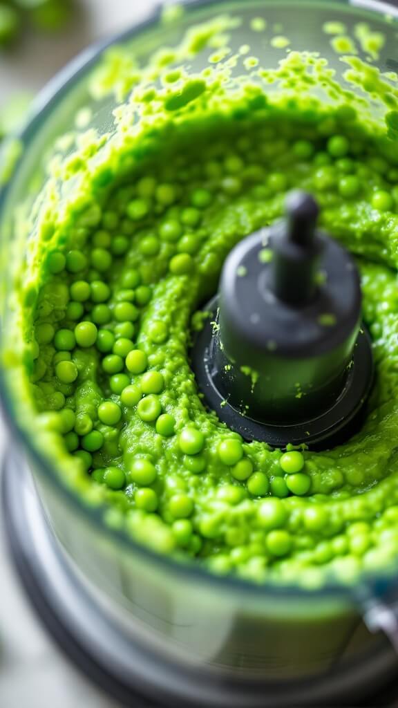 Fresh Green Pea Risotto With Lemon &Amp; Mint 8 Blending vibrant green pea puree with olive oil, highlighted by natural light