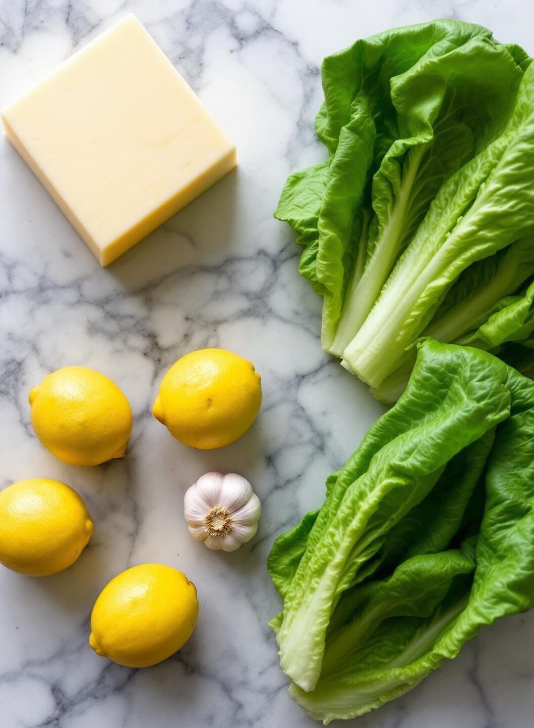 Homemade Keto Caesar Salad (No Croutons) 3 116fresh ingredients marble counter