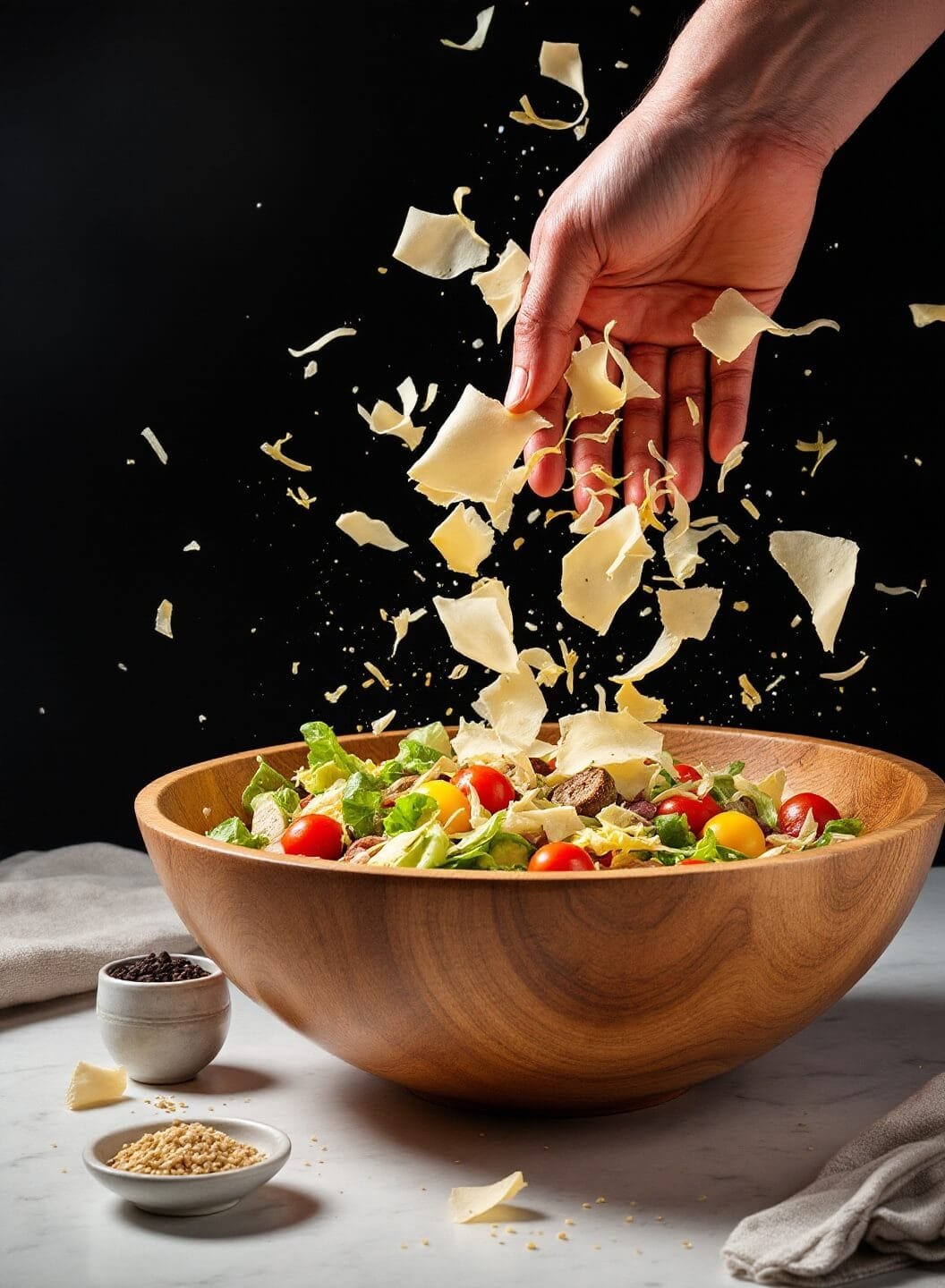 Homemade Keto Caesar Salad (No Croutons) 6 119tossing caesar salad dramatic