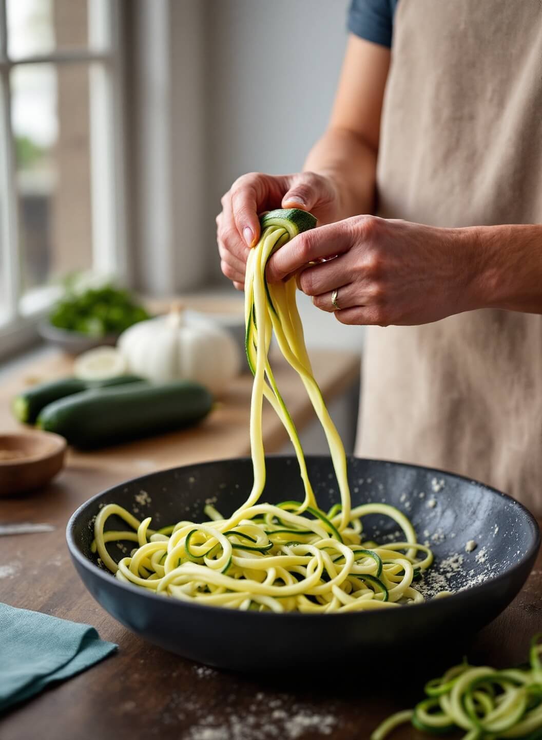 Quick Garlic Butter Shrimp Scampi With Zucchini Noodles 4 122spiralizing zucchini noodles