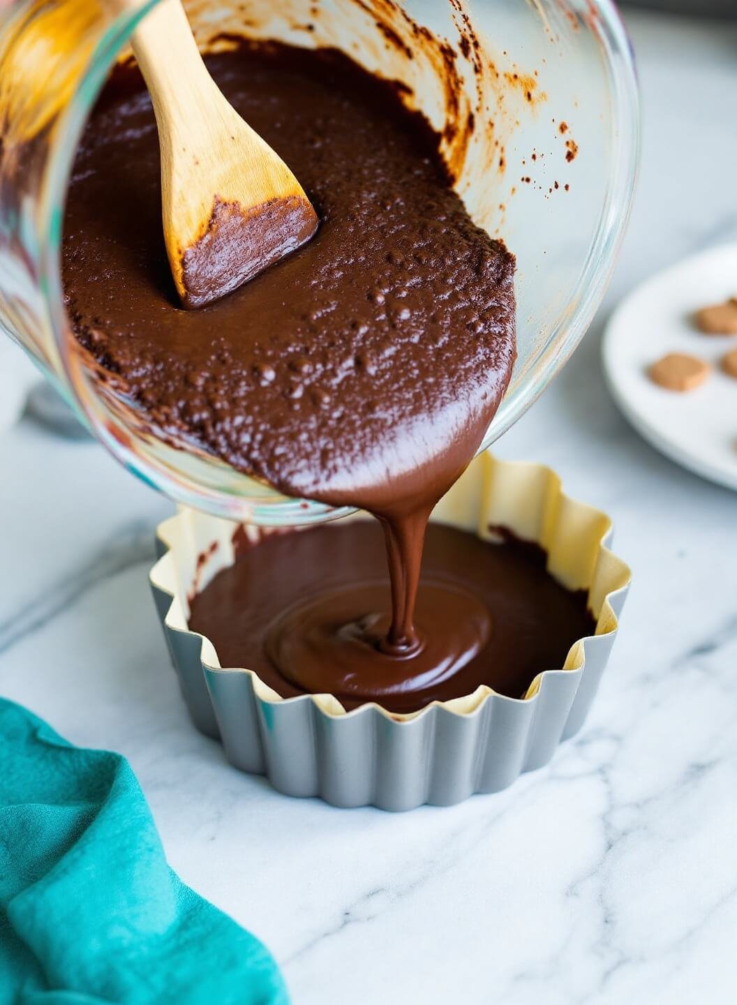 Triple-Layer Keto Chocolate Cake 3 136keto brownie chocolate pour