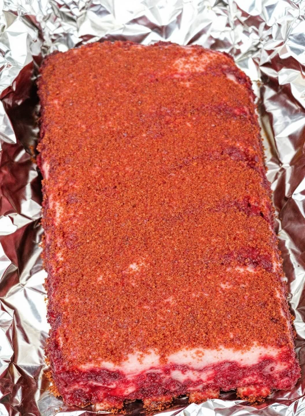 Sticky Bbq Ribs With Sugar-Free Bbq Sauce 4 Spice-rubbed ribs with deep red coating before being wrapped in foil