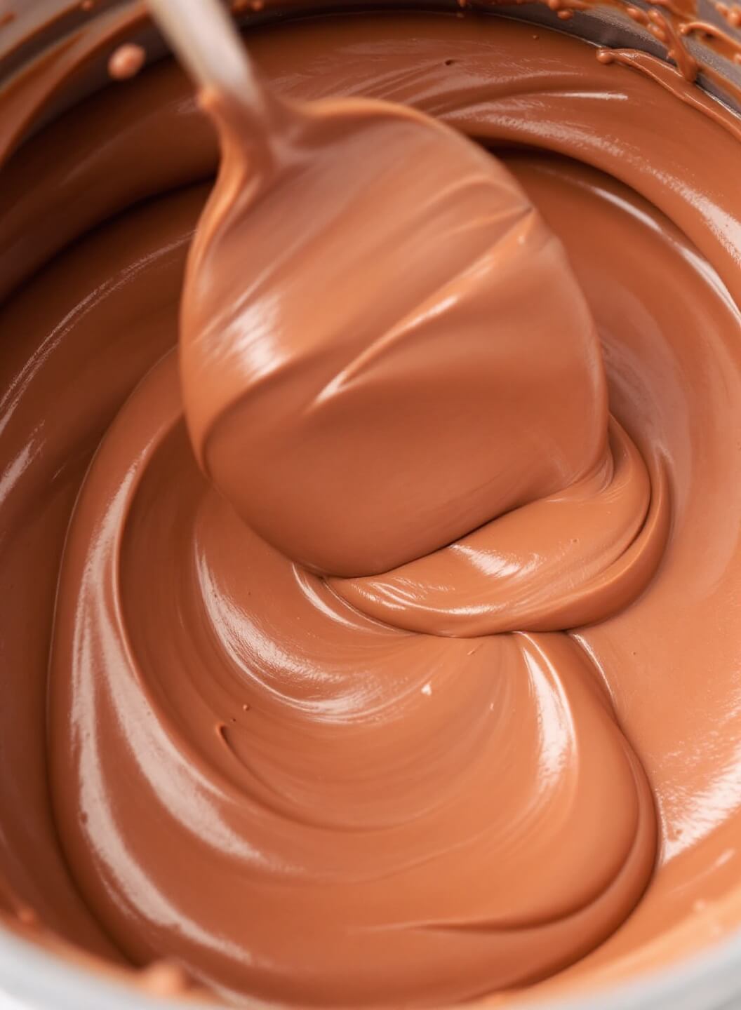 High-Protein Chocolate Mousse (Ready In 15 Minutes!) 8 Spoon coated with chocolate mousse, demonstrating ribbon-like consistency