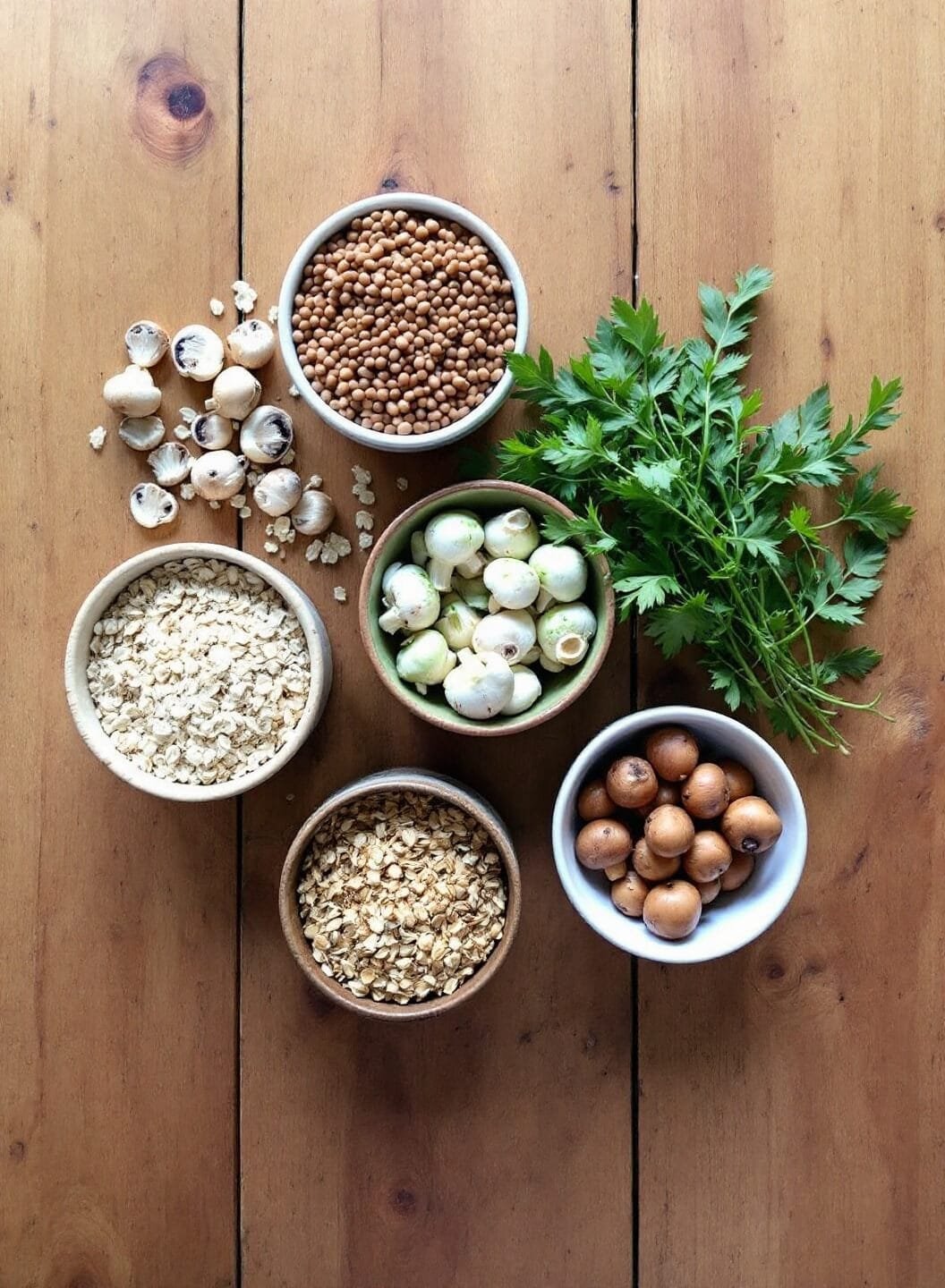 2healthy lentil ingredients overhead