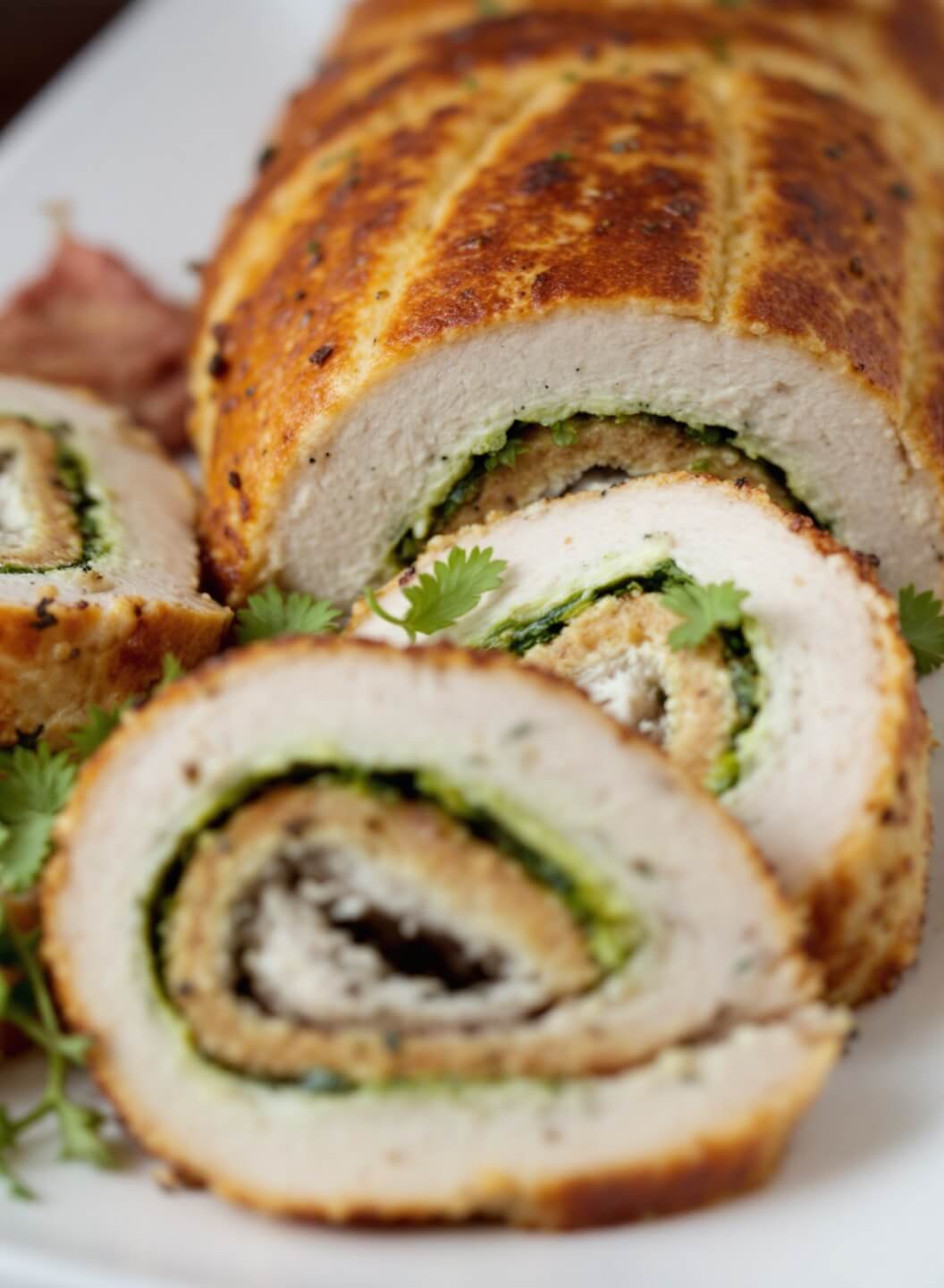 Elegant Turkey Roulade With Herb And Parmesan Stuffing 6 36turkey roulade spiral sliced