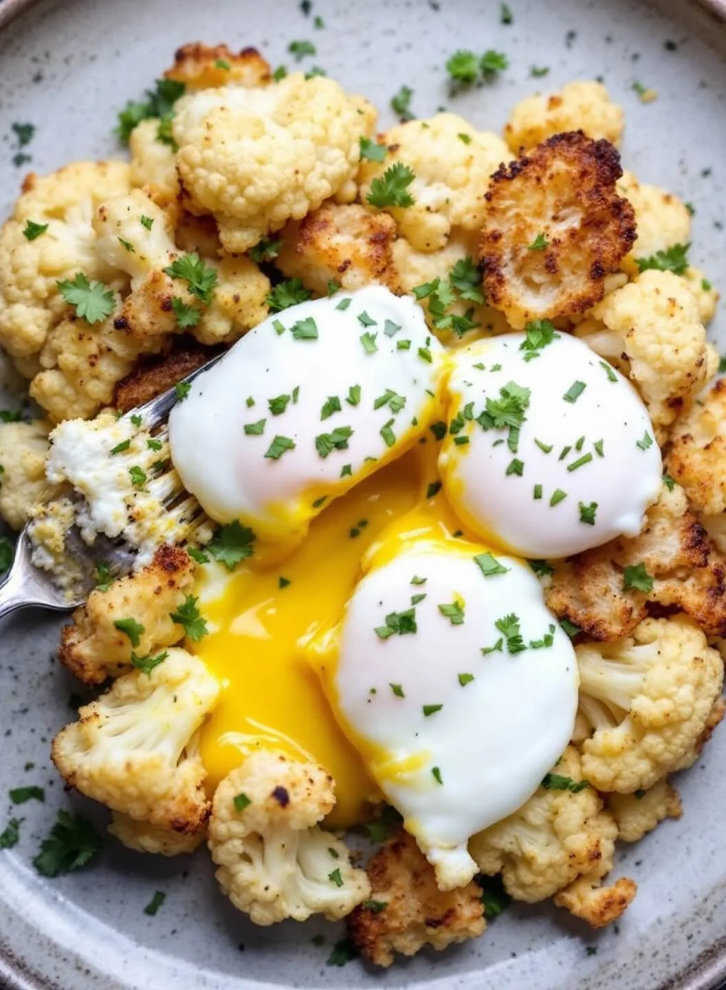56cauliflower breakfast hash runny eggs