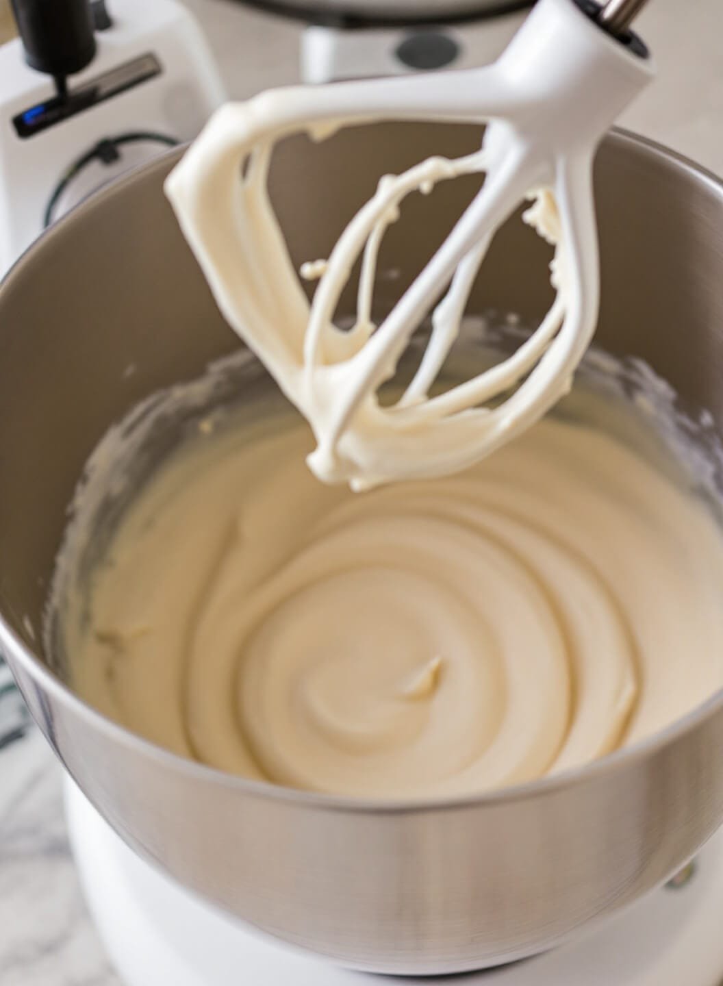 High-Protein Chocolate Mousse Pie With Almond Crust 5 Whipping creamy protein mousse to create peaks using a stand mixer