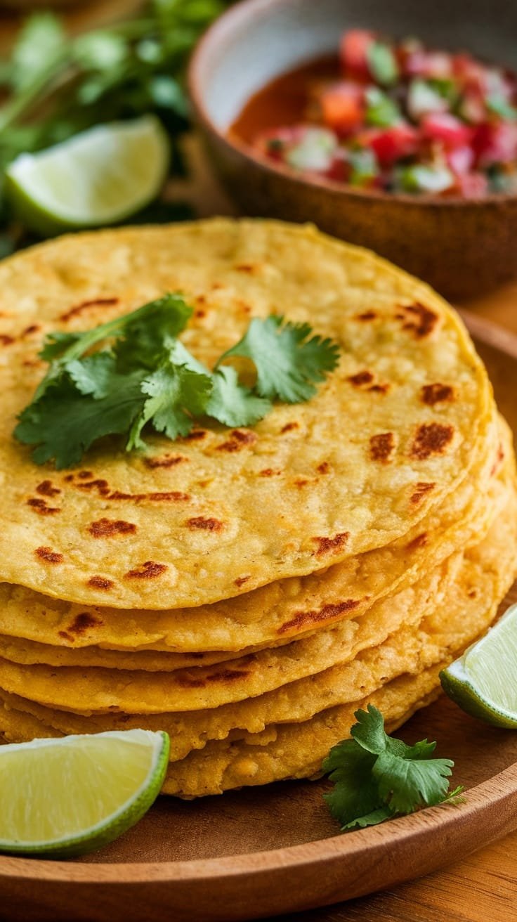 12 Delicious Low Carb Dinner Ideas 13 Stack of cauliflower tortillas with lime and cilantro