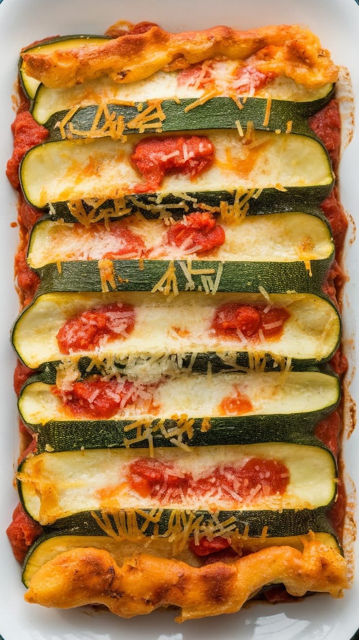 12 Delicious Low Carb Dinner Ideas 11 Zucchini lasagna layered with ricotta cheese and marinara sauce