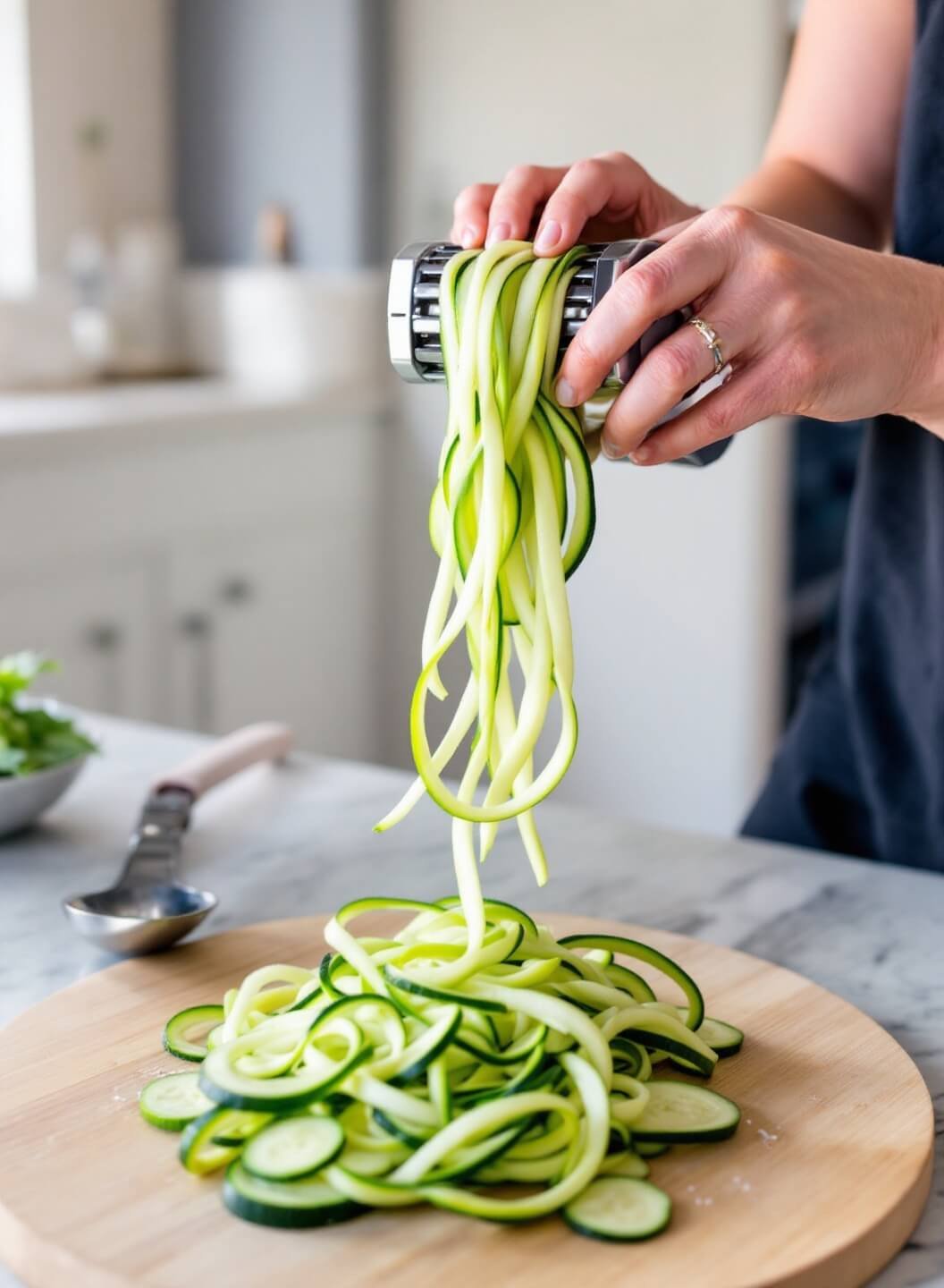 Creamy Keto Pesto Zucchini Noodles (Zoodles) 3 196fresh zucchini spirals prep