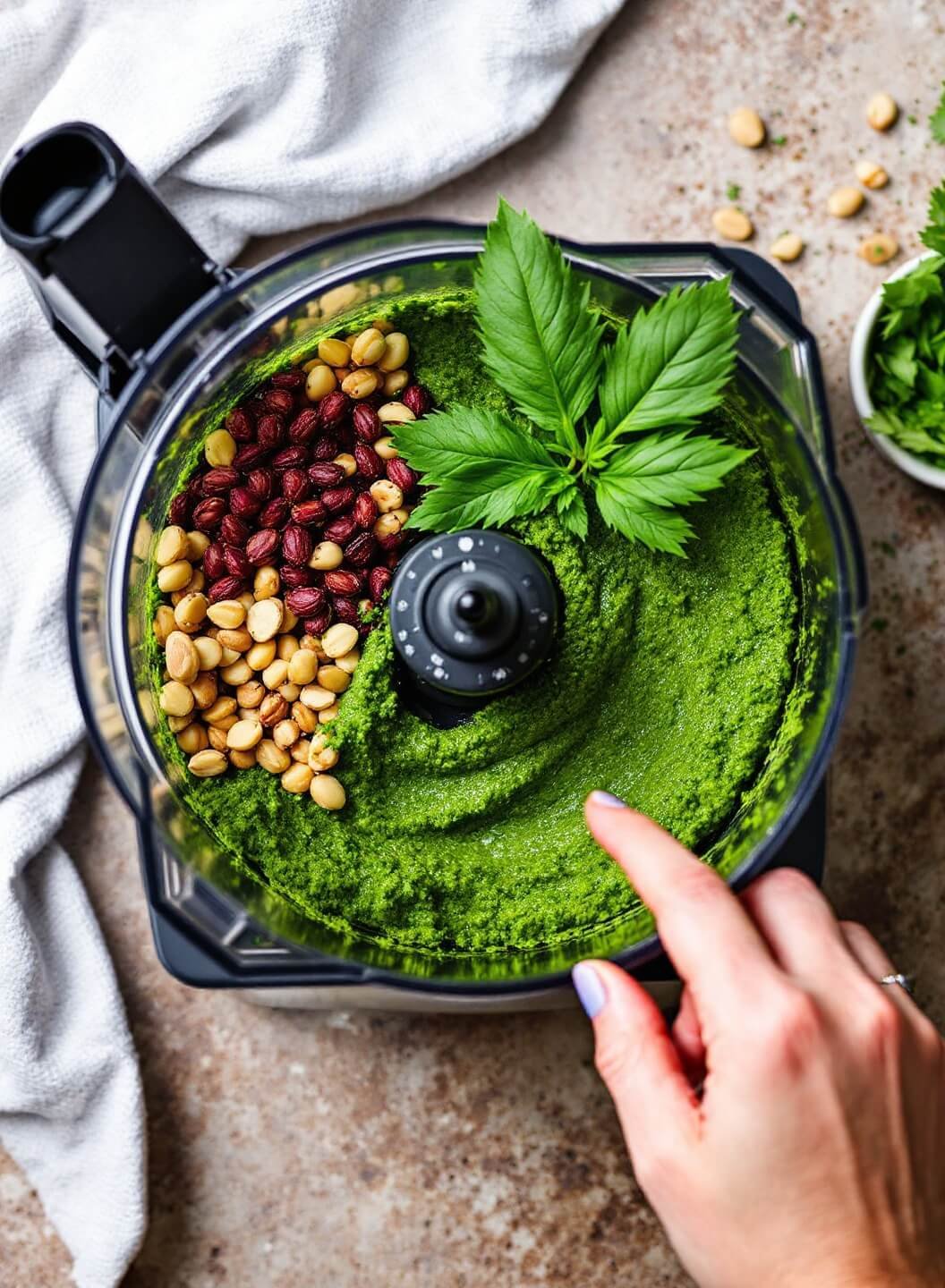Creamy Keto Pesto Zucchini Noodles (Zoodles) 5 197vibrant pesto blending action