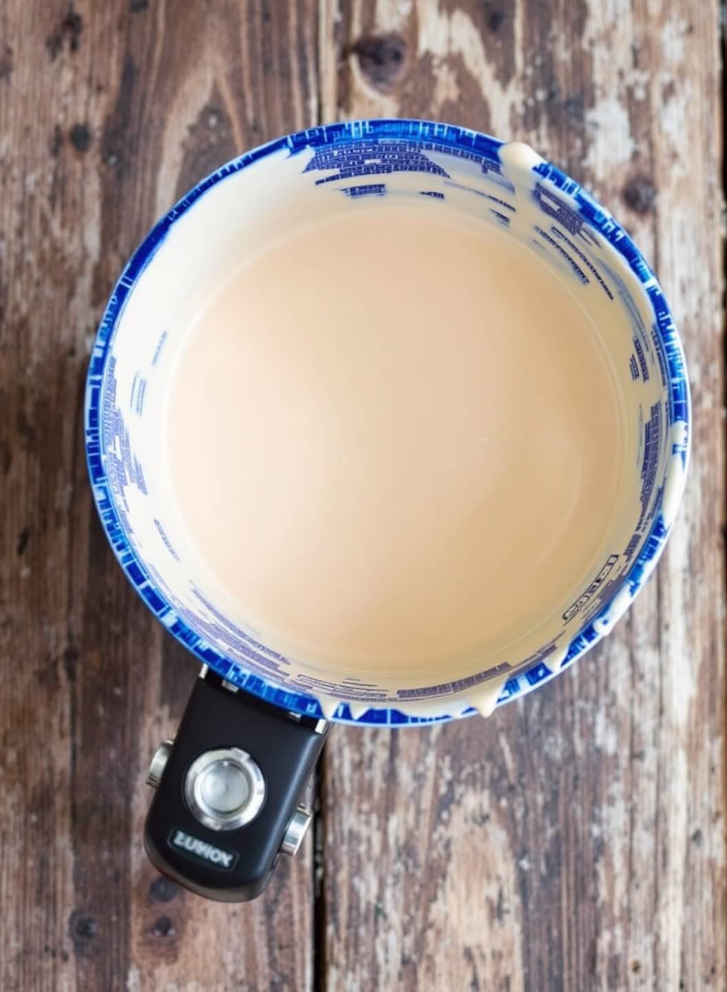 Creamy Keto Lobster Bisque 6 Creamy bisque in a blender during the blending process