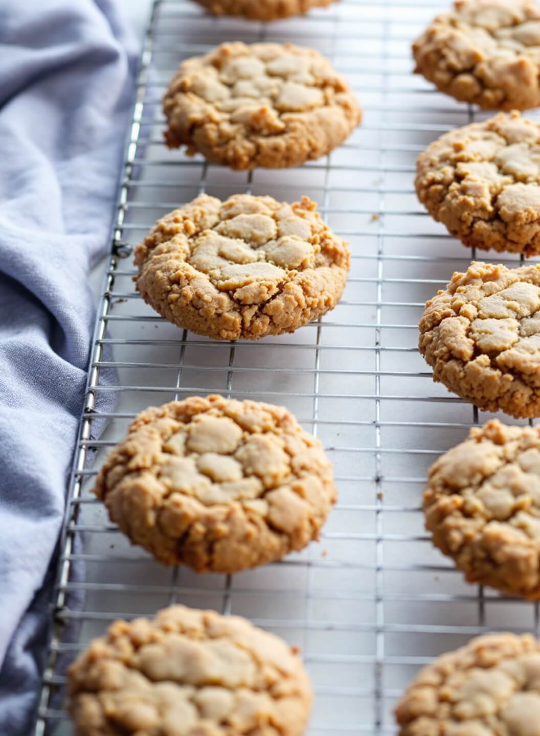 Keto Sugar Cookies With Almond And Coconut Flour 7 Freshly baked cookies cooling on a wire rack with a window providing natural light, highlighting their crumbly texture
