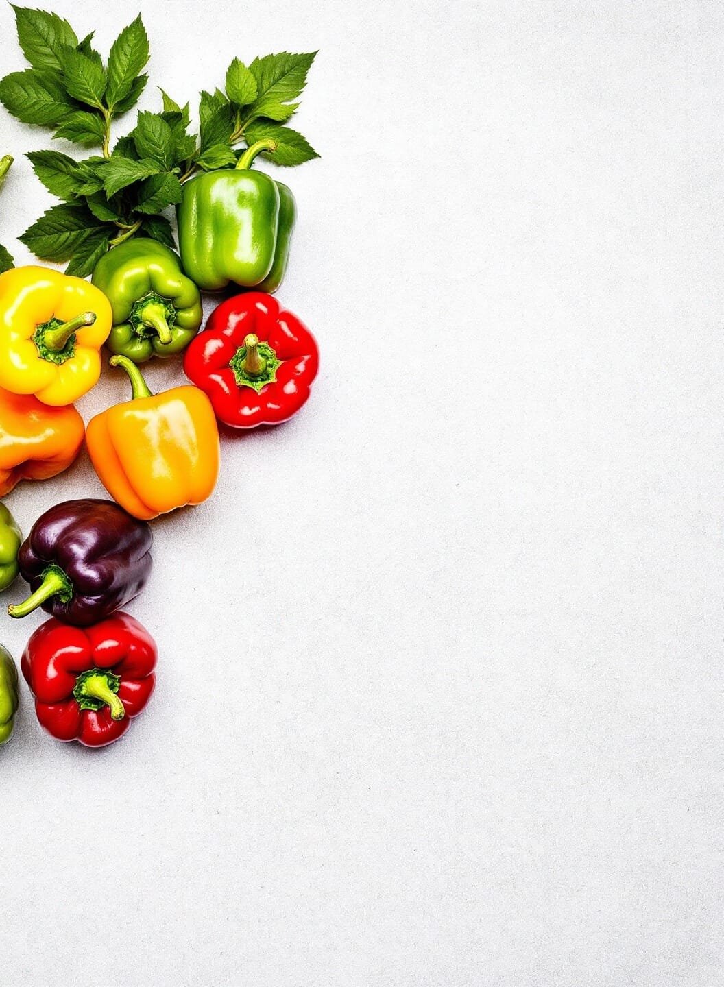 Classic Stuffed Bell Peppers With Ground Beef &Amp; Cheese 3 Assortment of raw colorful bell peppers arranged on a kitchen counter