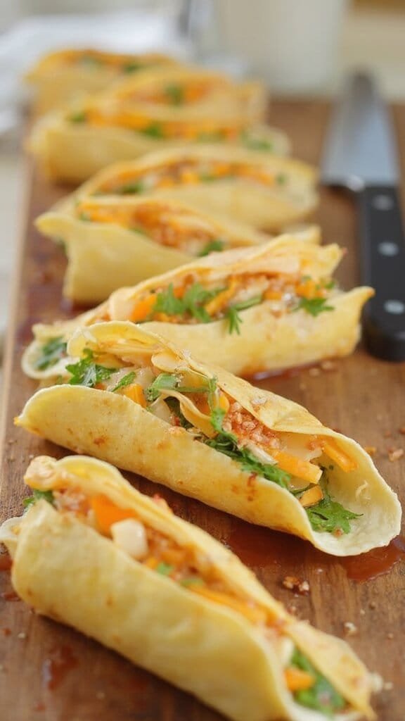Classic Chicken Enchiladas With Cheese Wraps (Low-Carb, Keto-Friendly) 5 Professional assembly line with colorful cheese wrap filling process