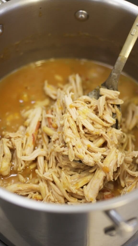 Homemade Low-Carb Chicken &Amp; Dumplings (Made With Almond Flour) 5 Creamy broth with simmering shredded chicken