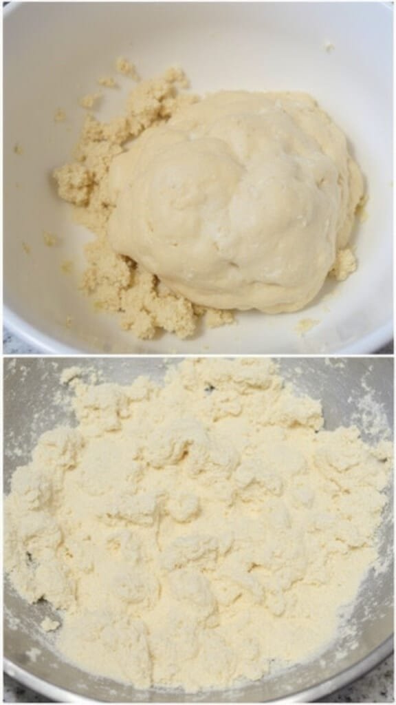 Homemade Low-Carb Chicken &Amp; Dumplings (Made With Almond Flour) 6 Preparing almond flour dumpling dough in a bowl
