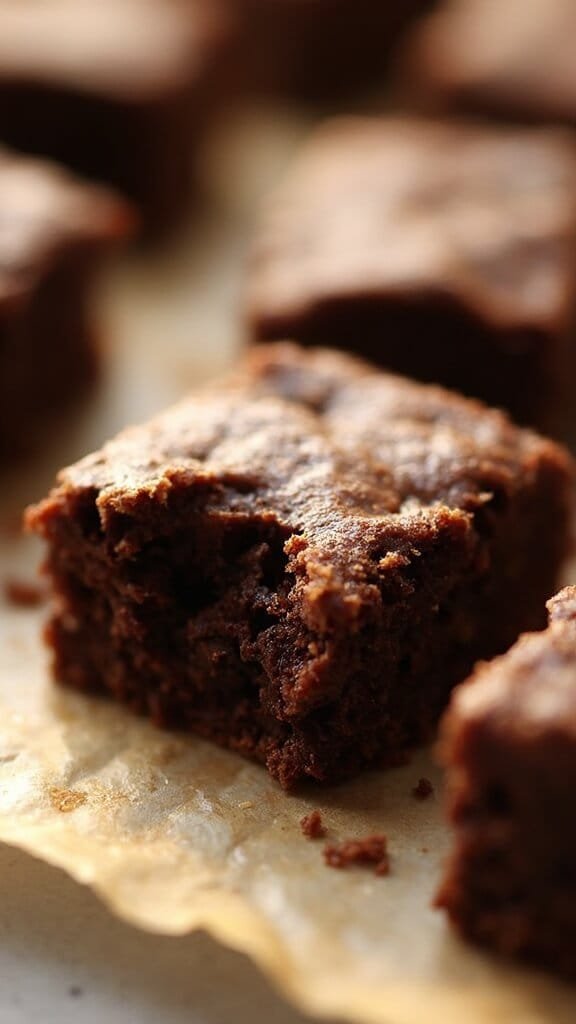 Ultimate Keto Brownies (Sugar-Free, Almond Flour) 6 Freshly baked brownies with crackly top pulling from edges in golden light