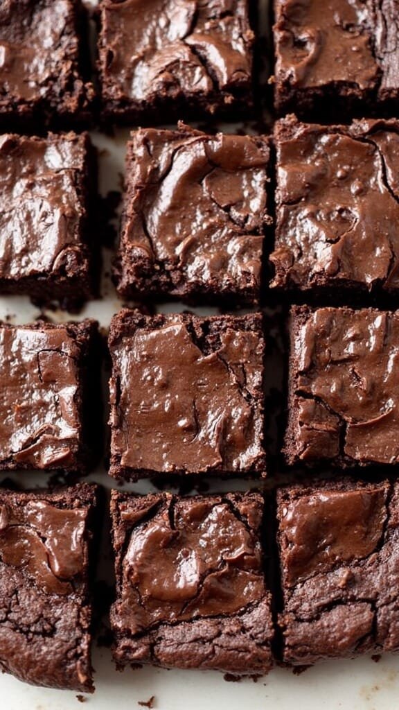 Ultimate Keto Brownies (Sugar-Free, Almond Flour) 7 Perfectly cut fudgy brownies with dark chocolate sheen