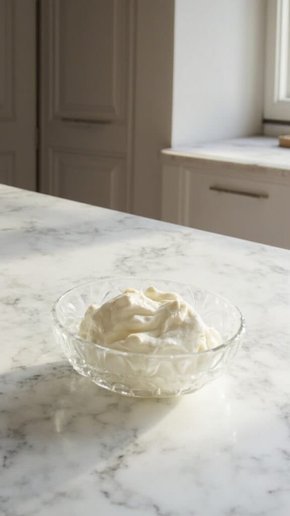 Perfect French Coconut Flour Crepes (Gluten-Free &Amp; Keto-Friendly) 4 Crepe batter resting in a glass bowl on a marble countertop under natural lighting
