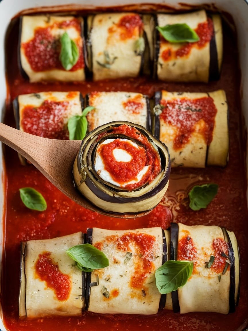7 Delicious Low-Carb Italian Eggplant Dishes You Must Try 3 Plate of eggplant involtini with ricotta and tomato sauce