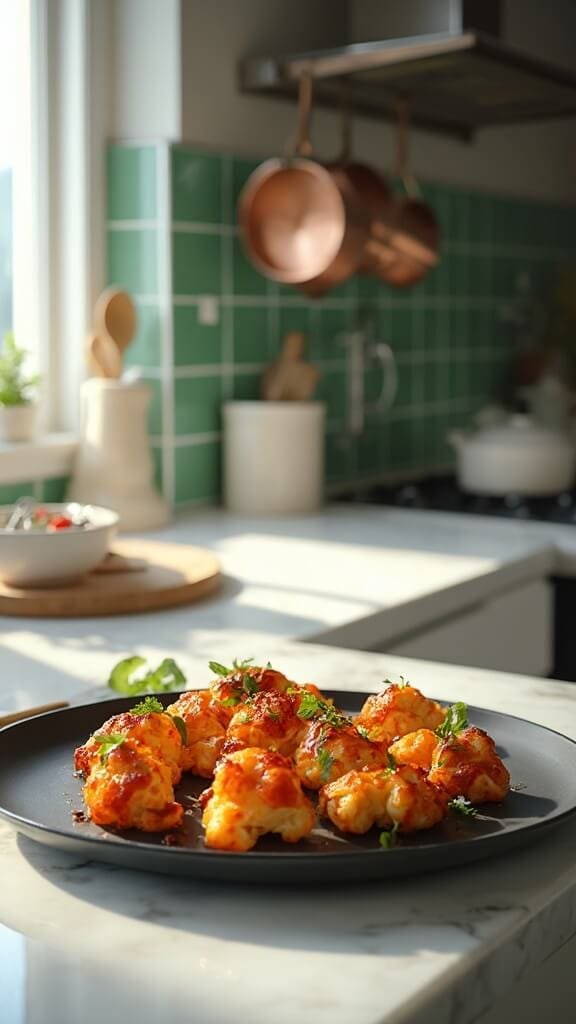Crispy Keto Buffalo Cauliflower Bites 7 0 buffalo cauliflower plated steam
