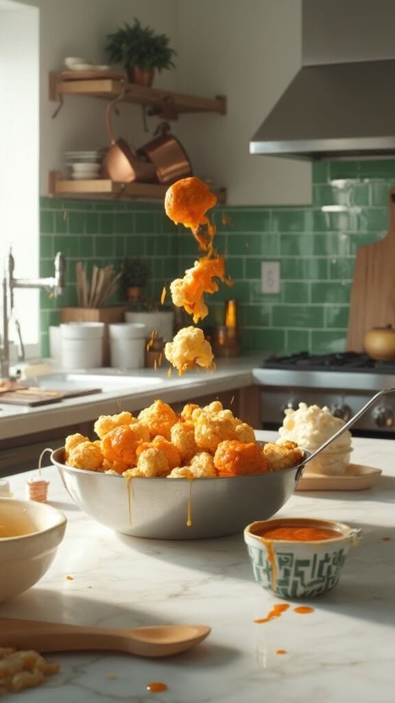 Crispy Keto Buffalo Cauliflower Bites 6 0 cauliflower buffalo toss