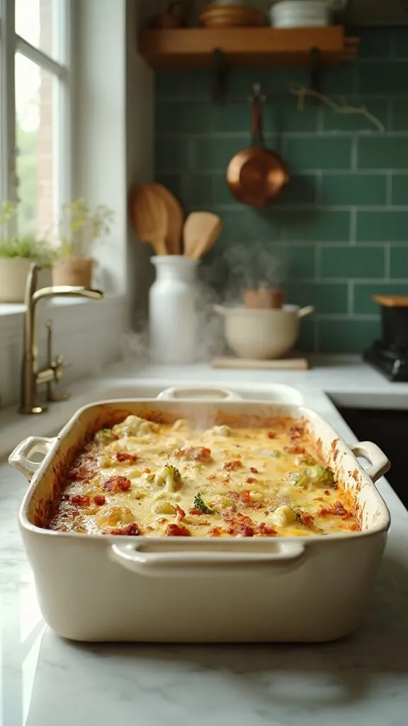 Keto Cheesy Broccoli And Cauliflower Bake 7 0 creamy bacon broccoli cauliflower casserole