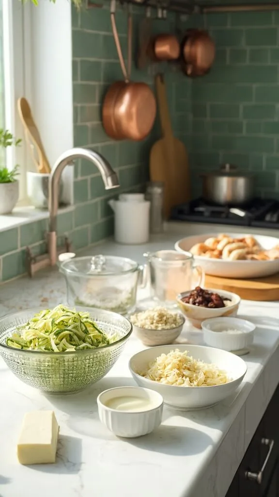 Keto Chicken Alfredo Zoodle Casserole 3 0 creamy chicken prep bowls