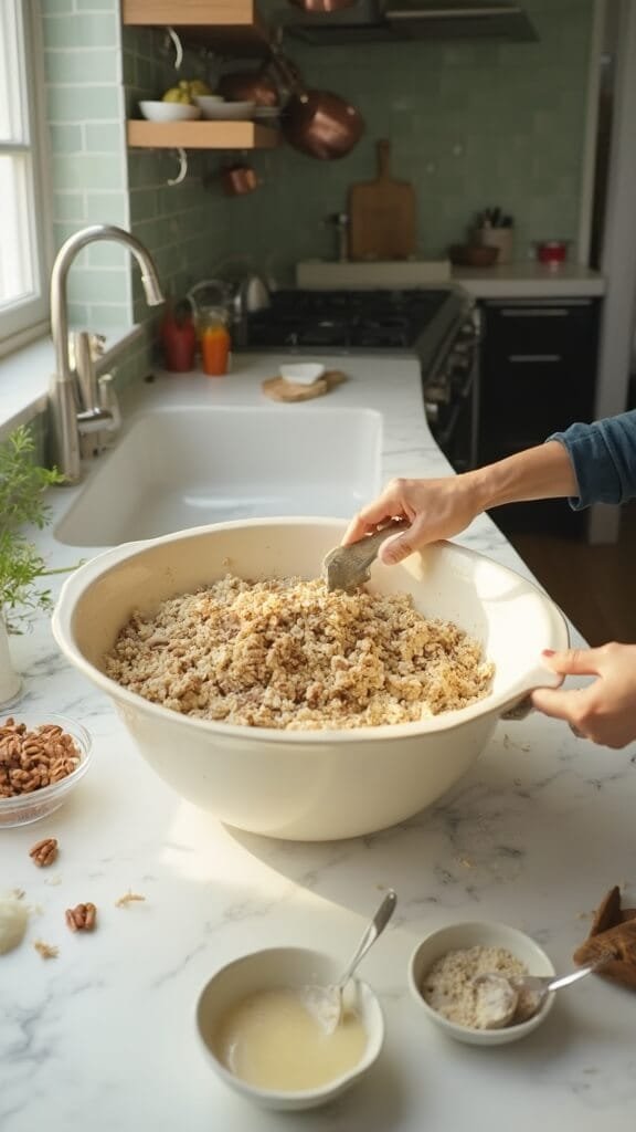 Sugar-Free Apple Crisp (Made With Chayote Squash) 5 0 pecan crumb topping prep