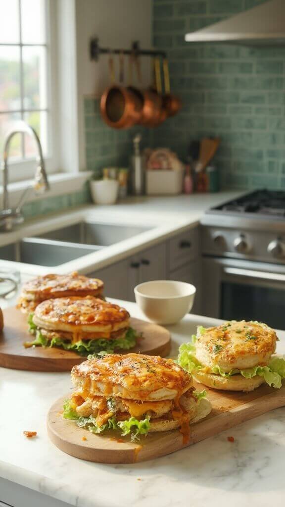 Easy Keto Tuna Melt (3 Ways) 5 Keto tuna melt variations displayed in a modern kitchen with warm, earthy color grading