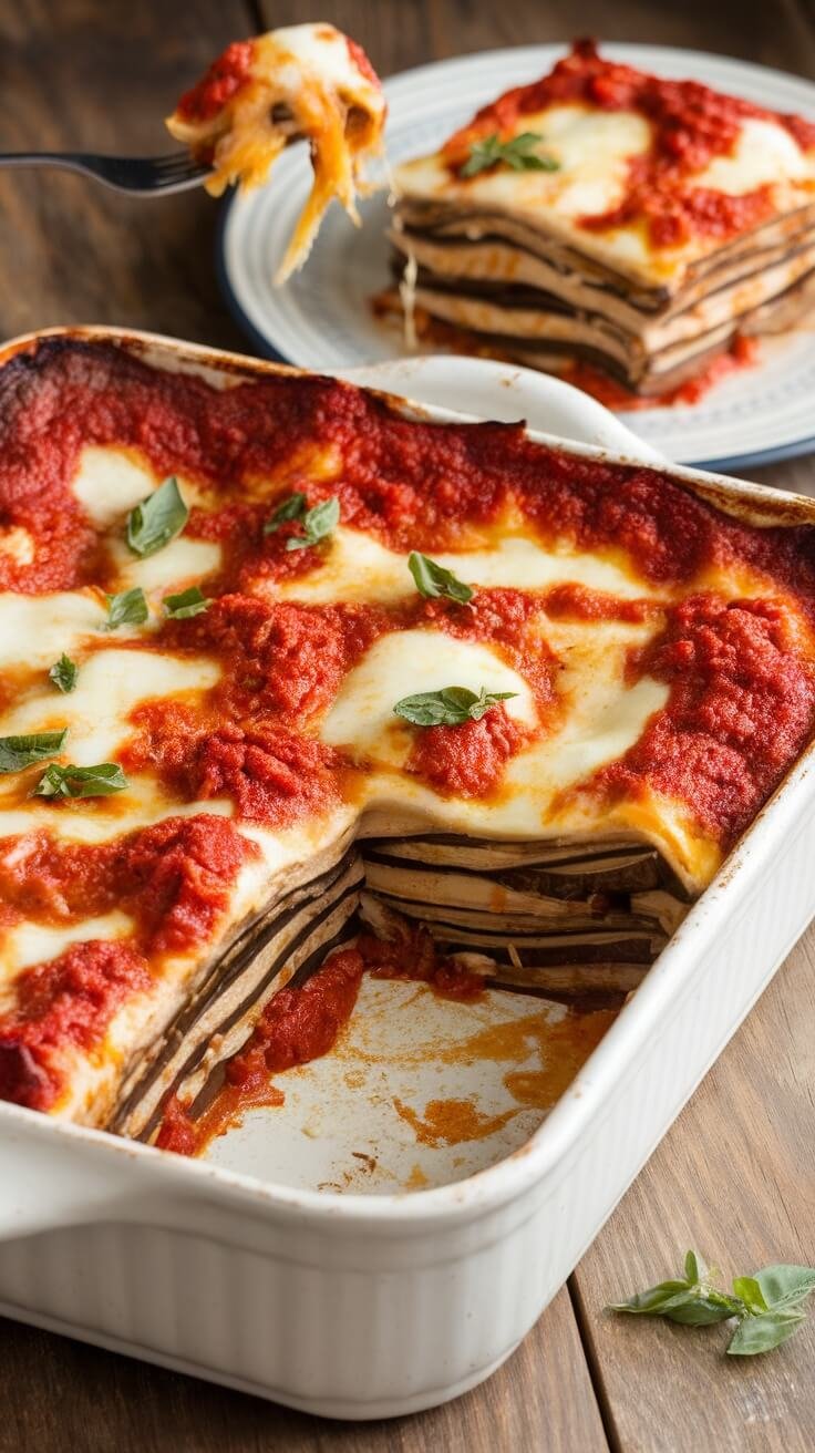 Eggplant lasagna, one of several low carb italian recipes in this article.