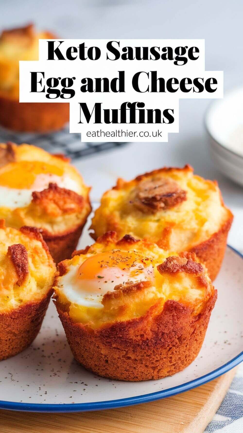Pinterest image for keto sausage egg and cheese muffins