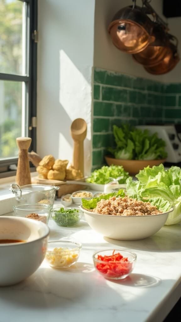 Asian Ground Chicken Lettuce Wraps 3 0 lettuce wrap ingredients prep