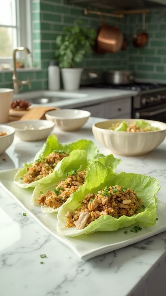 Asian Ground Chicken Lettuce Wraps 7 0 lettuce wraps platter