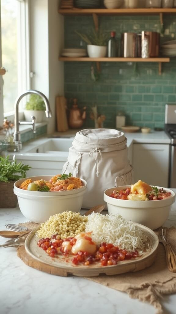 Healthy Picnic Food Ideas: Fresh, Simple &Amp; Delicious 7 Modern kitchen with wooden utensils and ceramic bowls, completed picnic prep with neatly arranged containers in an insulated bag