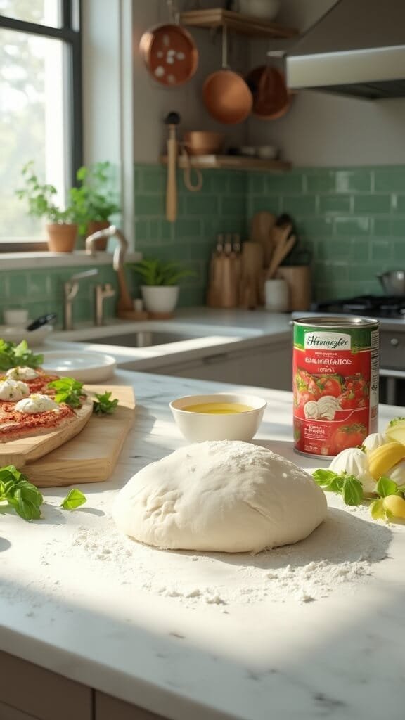 Classic Homemade Margherita Pizza 3 0 pizza dough prep scene