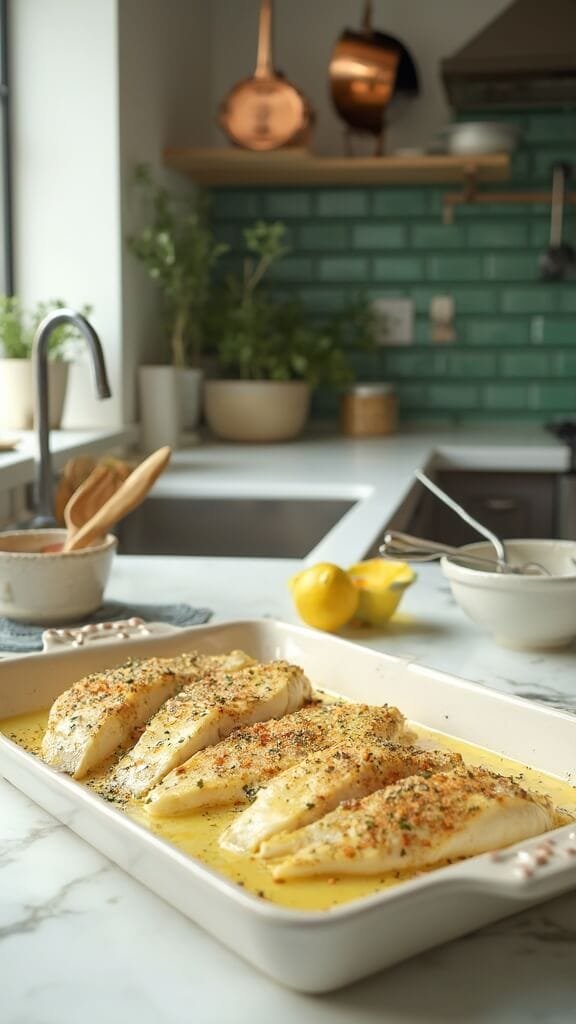 Garlic Butter Baked Tilapia 5 0 seasoned tilapia garlic butter