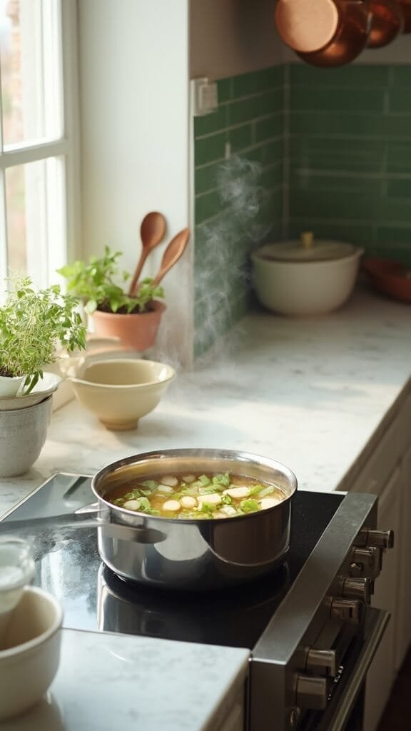 Classic Egg Drop Soup 4 0 simmering broth kitchen