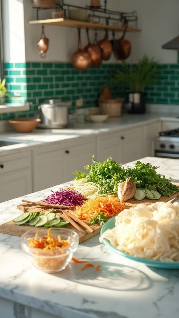 Fresh Spring Rolls With Peanut Sauce 3 0 spring roll prep ingredients