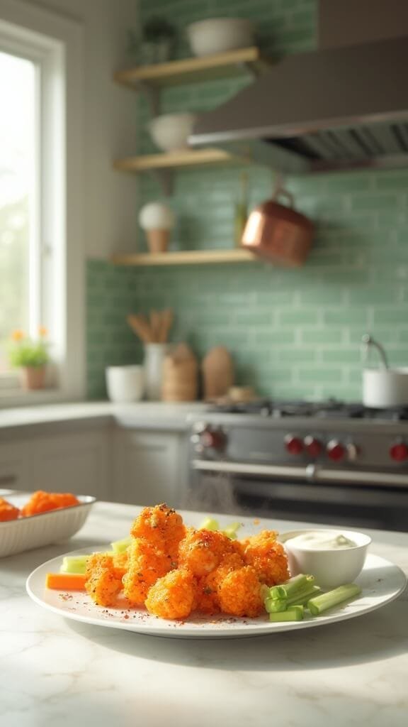 Crispy Vegan Buffalo Cauliflower Wings (Air Fryer Or Oven Method) 7 1 buffalo wings vegan plated