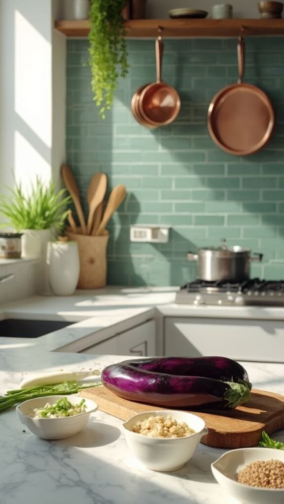 Sticky Ginger Aubergine (Eggplant) 3 1 ginger soy aubergine prep