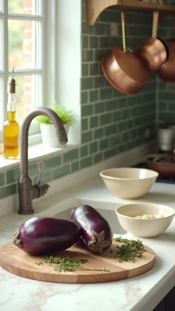 Perfectly Roasted Eggplant With Mediterranean Herbs 3 1 purple eggplant prep kitchen