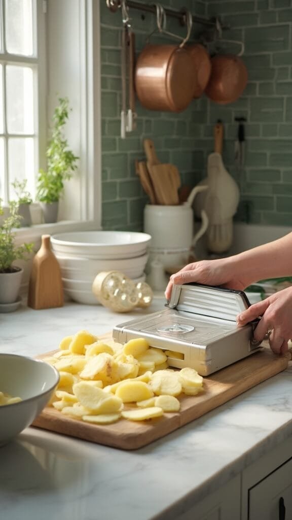 Perfectly Crispy Air Fryer French Fries 3 1 slicing russet potatoes mandoline