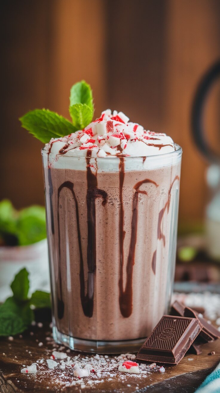 6 Best High Protein Drinks &Amp; Desserts For Muscle Recovery 4 A refreshing peppermint chocolate protein shake topped with whipped cream and crushed candy canes.