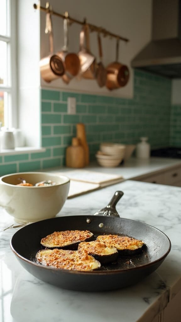 0 breaded eggplant skillet